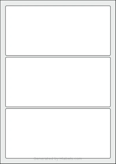 AALabels® AAG003 template with 3 rectangular 190 x 90 millimeter labels per sheet, on A4-size adhesive blank label sheets.