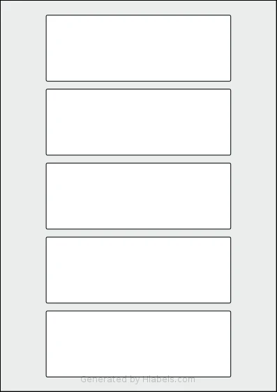 AALabels® AAG005 template with 5 rectangular 140 x 50 millimeter labels per sheet, on A4-size adhesive blank label sheets.