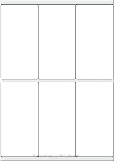 AALabels® AAG006 template with 6 rectangular 69 x 138 millimeter labels per sheet, on A4-size adhesive blank label sheets.