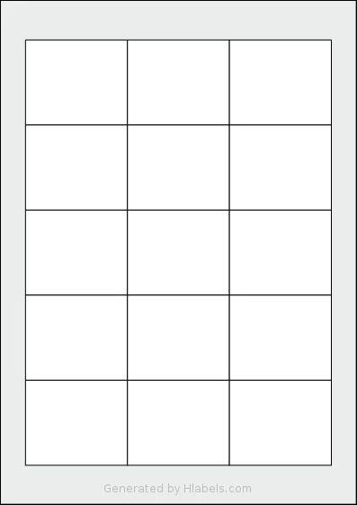 AALabels® AAG015 template with 15 rectangular 60 x 50 millimeter labels per sheet, on A4-size adhesive blank label sheets.