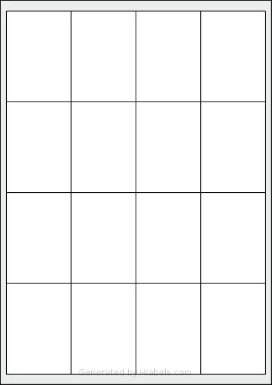 AALabels® AAG016 template with 16 rectangular 50 x 70 millimeter labels per sheet, on A4-size adhesive blank label sheets.