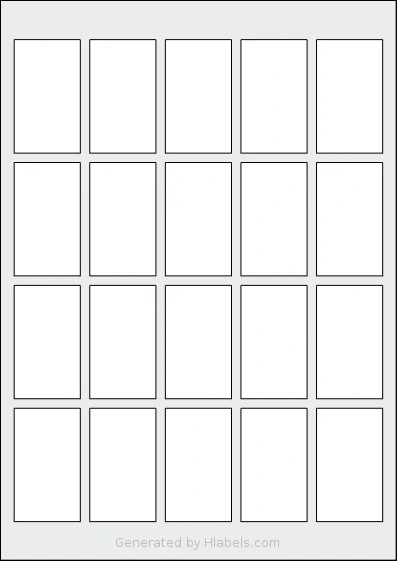 AALabels® AAG020 template with 20 rectangular 35 x 60 millimeter labels per sheet, on A4-size adhesive blank label sheets.