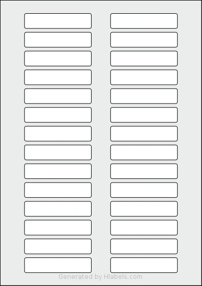 AALabels® AAG028 template with 28 rectangular 69.5 x 15.5 millimeter labels per sheet, on A4-size adhesive blank label sheets.
