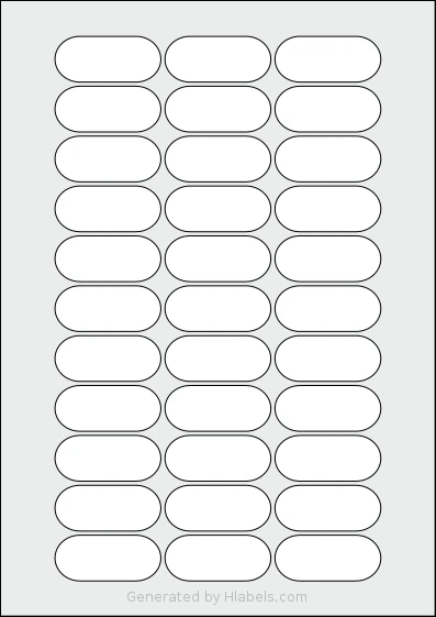 AALabels® AAG033 template with 33 rectangular 51 x 22 millimeter labels per sheet, on A4-size adhesive blank label sheets.