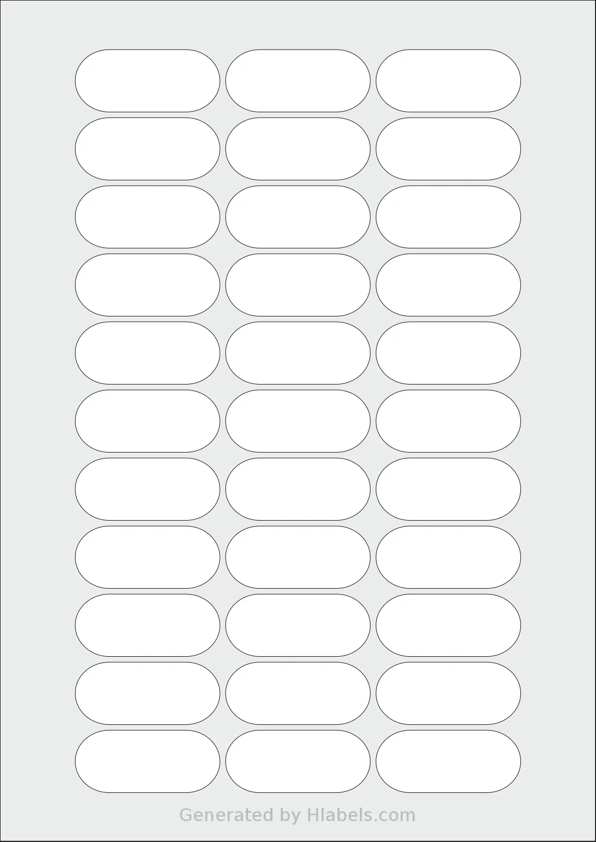 AALabels® AAG033 template with 33 rectangular 51 x 22 millimeter labels per sheet, on A4-size adhesive blank label sheets.