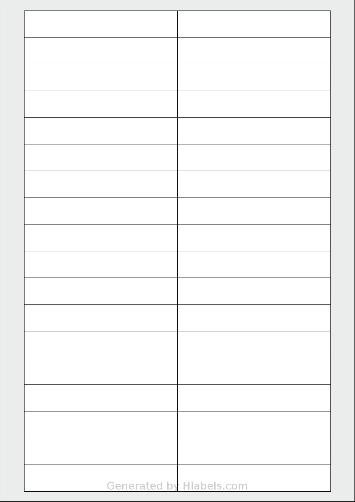 AALabels® AAG036 template with 36 rectangular 90.6 x 15.8 millimeter labels per sheet, on A4-size adhesive blank label sheets.