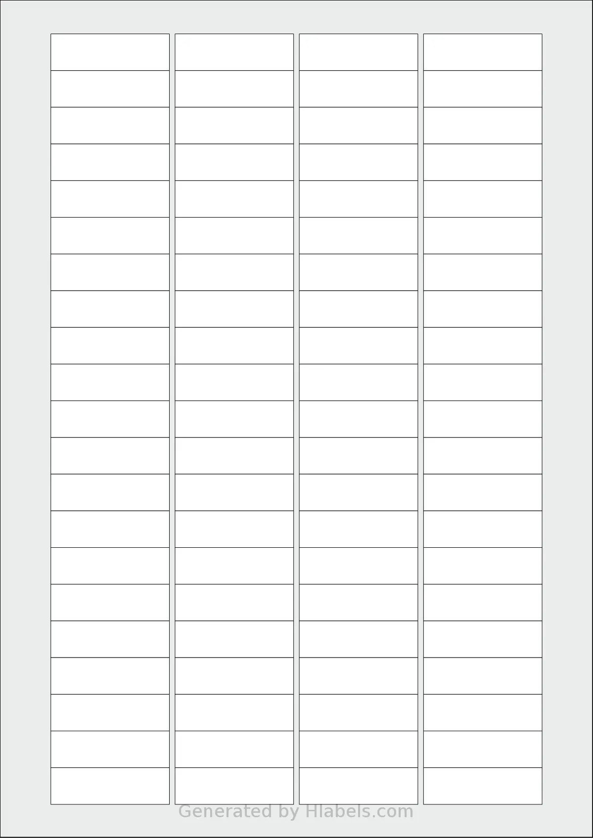 AALabels® AAG084 template with 84 rectangular 42 x 13 millimeter labels per sheet, on A4-size adhesive blank label sheets.