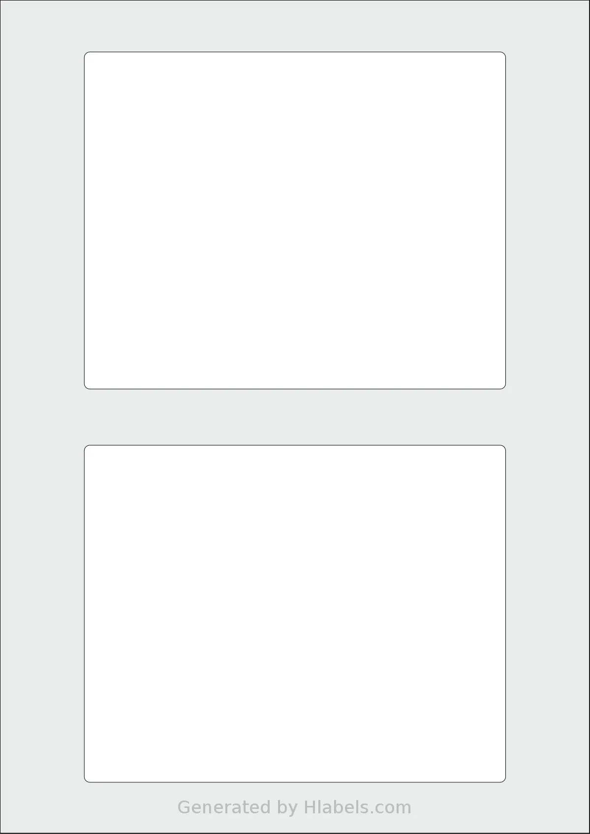 AALabels® AAH002 template with 2 rectangular 150 x 120 millimeter labels per sheet, on A4-size adhesive blank label sheets.