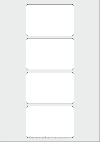 AALabels® AAH004 template with 4 rectangular 101 x 66 millimeter labels per sheet, on A4-size adhesive blank label sheets.