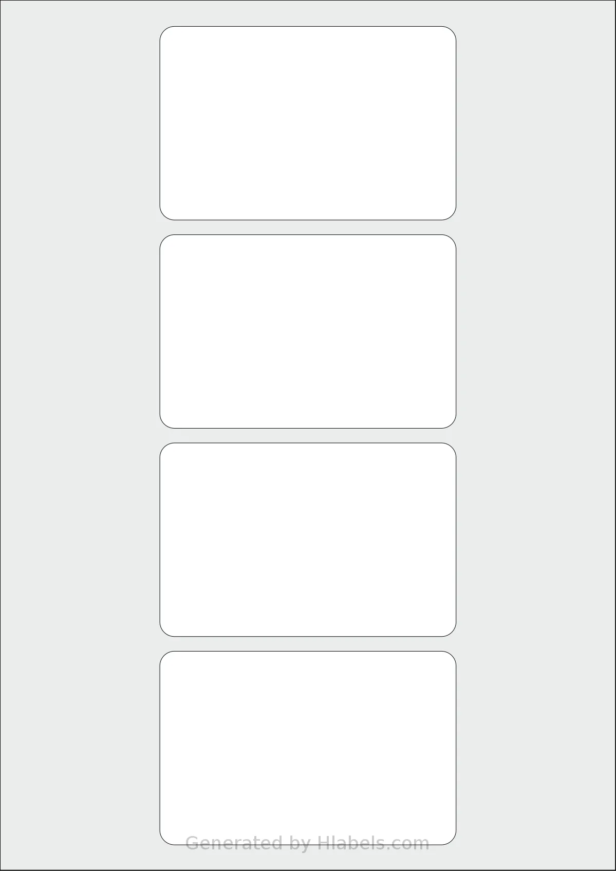 AALabels® AAH004 template with 4 rectangular 101 x 66 millimeter labels per sheet, on A4-size adhesive blank label sheets.