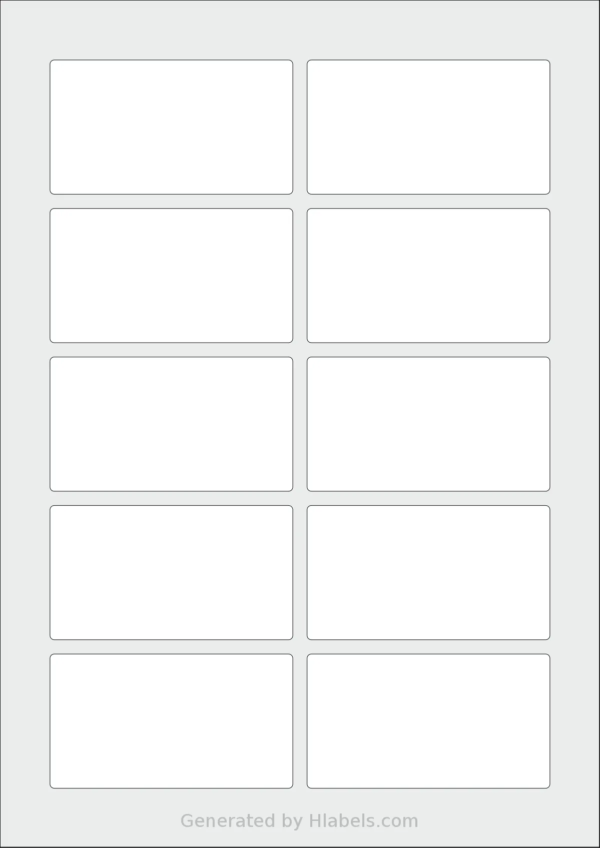 AALabels® AAH010 template with 10 rectangular 85 x 47 millimeter labels per sheet, on A4-size adhesive blank label sheets.