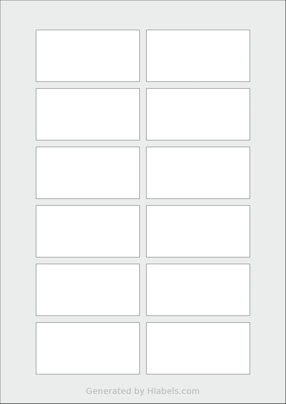 AALabels® AAH012 template with 12 rectangular 76 x 38 millimeter labels per sheet, on A4-size adhesive blank label sheets.