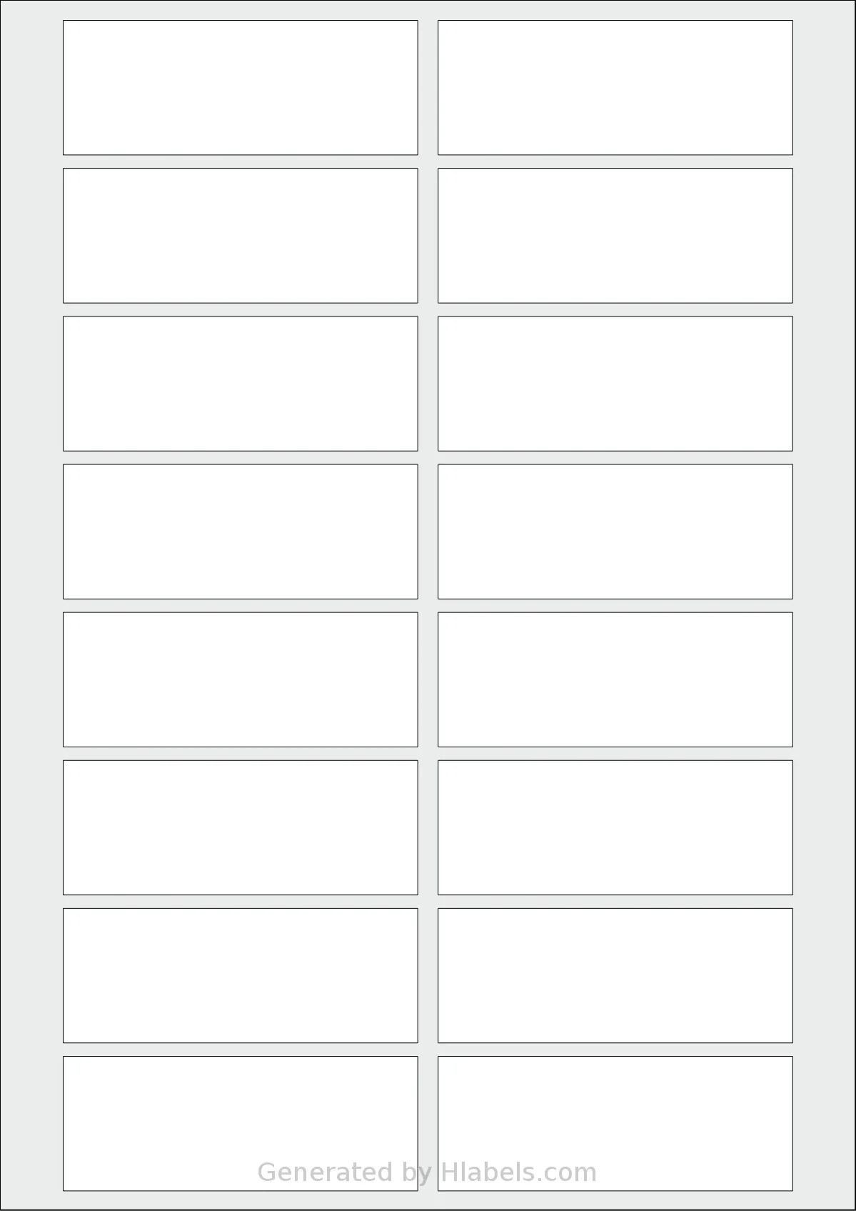 AALabels® AAH016 template with 16 rectangular 87 x 33 millimeter labels per sheet, on A4-size adhesive blank label sheets.