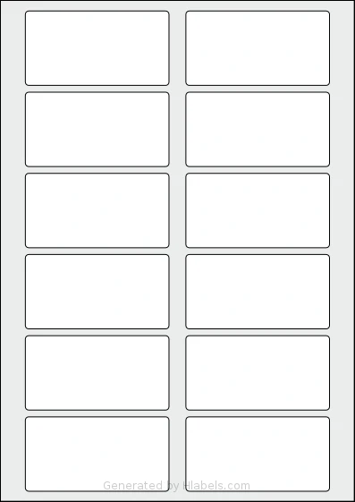 AALabels® AAHF12 template with 12 rectangular 85 x 44 millimeter labels per sheet, on A4-size adhesive blank label sheets.