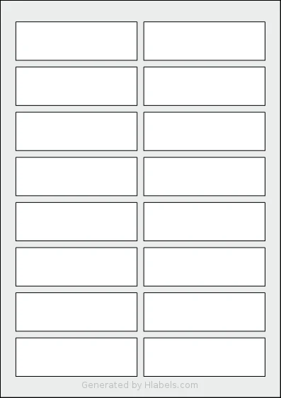AALabels® AAI016 template with 16 rectangular 90.656 x 28.679 millimeter labels per sheet, on A4-size adhesive blank label sheets.