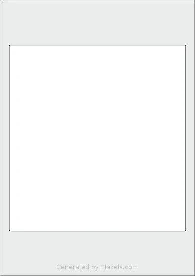 AALabels® AAJ001 template with 1 rectangular 190 x 200 millimeter labels per sheet, on A4-size adhesive blank label sheets.