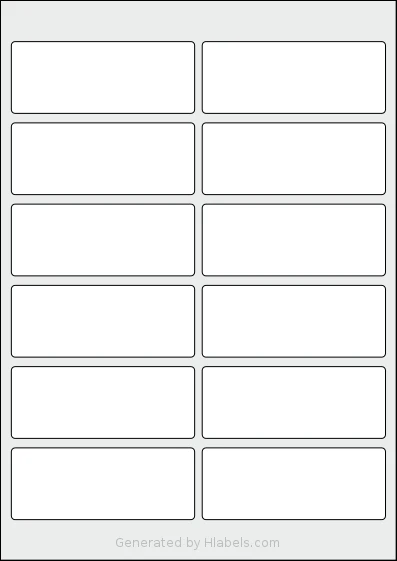 AALabels® AAJ012 template with 12 rectangular 97 x 38 millimeter labels per sheet, on A4-size adhesive blank label sheets.