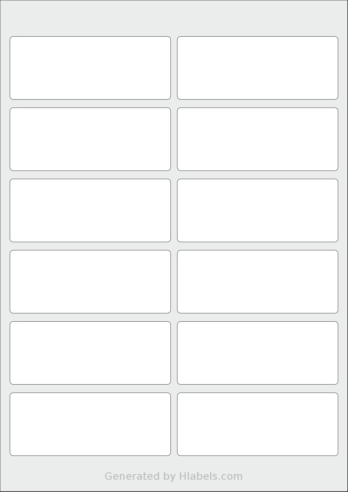AALabels® AAJ012 template with 12 rectangular 97 x 38 millimeter labels per sheet, on A4-size adhesive blank label sheets.