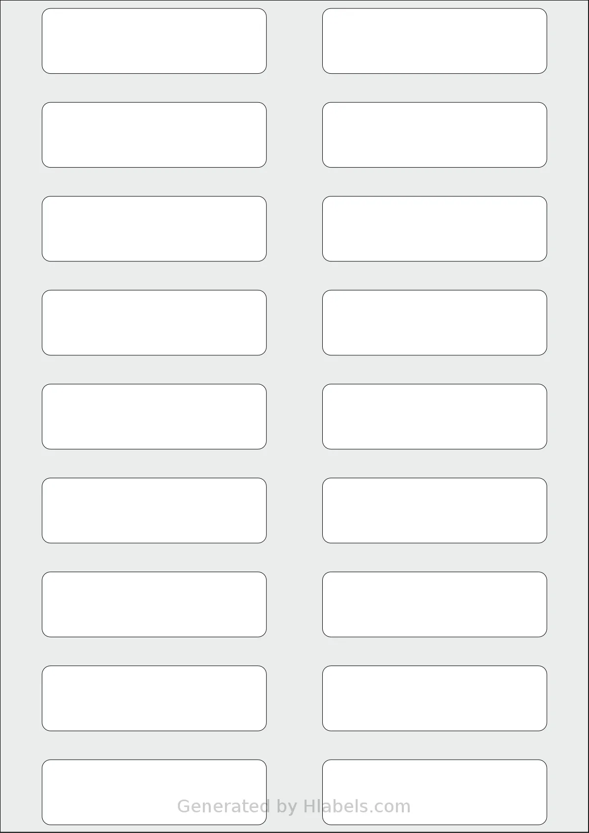 AALabels® AAJ018 template with 18 rectangular 80 x 23.2 millimeter labels per sheet, on A4-size adhesive blank label sheets.