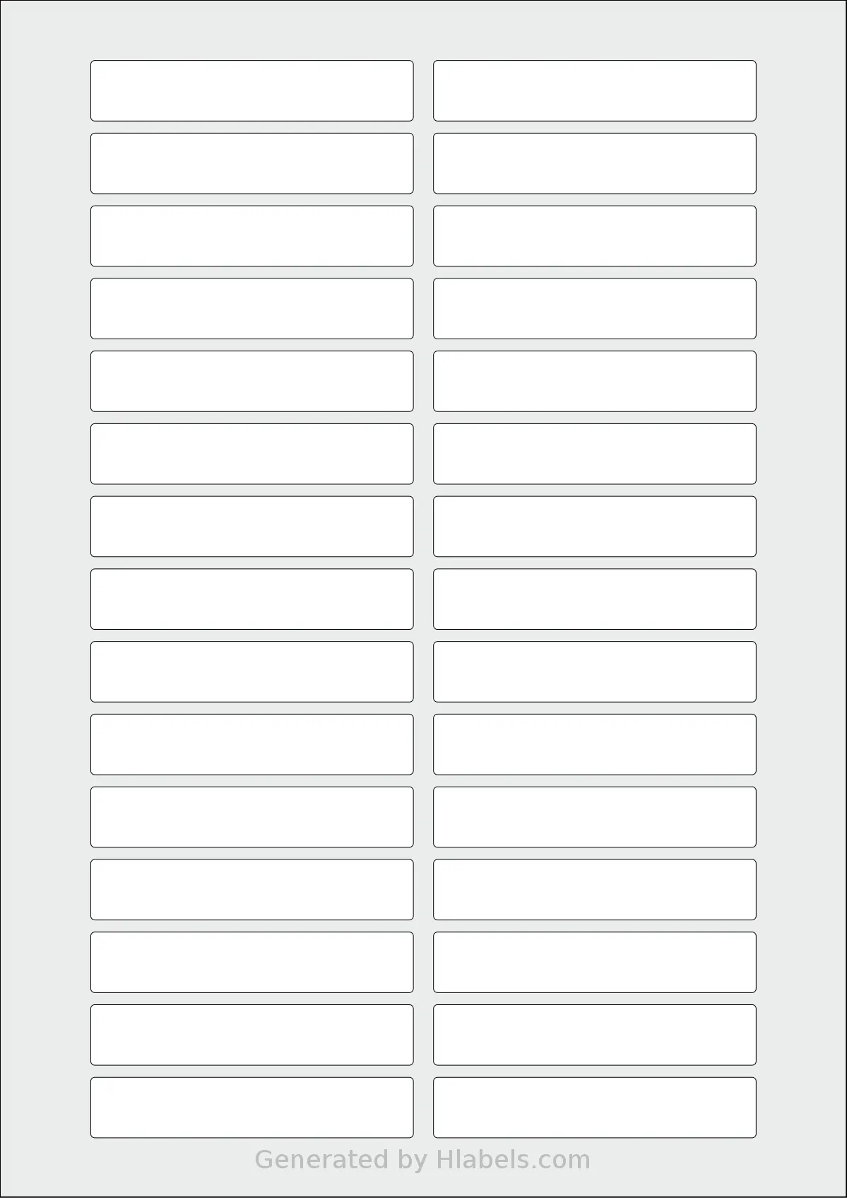 AALabels® AAJ030 template with 30 rectangular 80 x 15 millimeter labels per sheet, on A4-size adhesive blank label sheets.