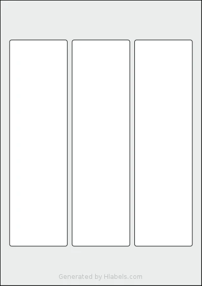 AALabels® AAK003 template with 3 rectangular 60 x 214 millimeter labels per sheet, on A4-size adhesive blank label sheets.