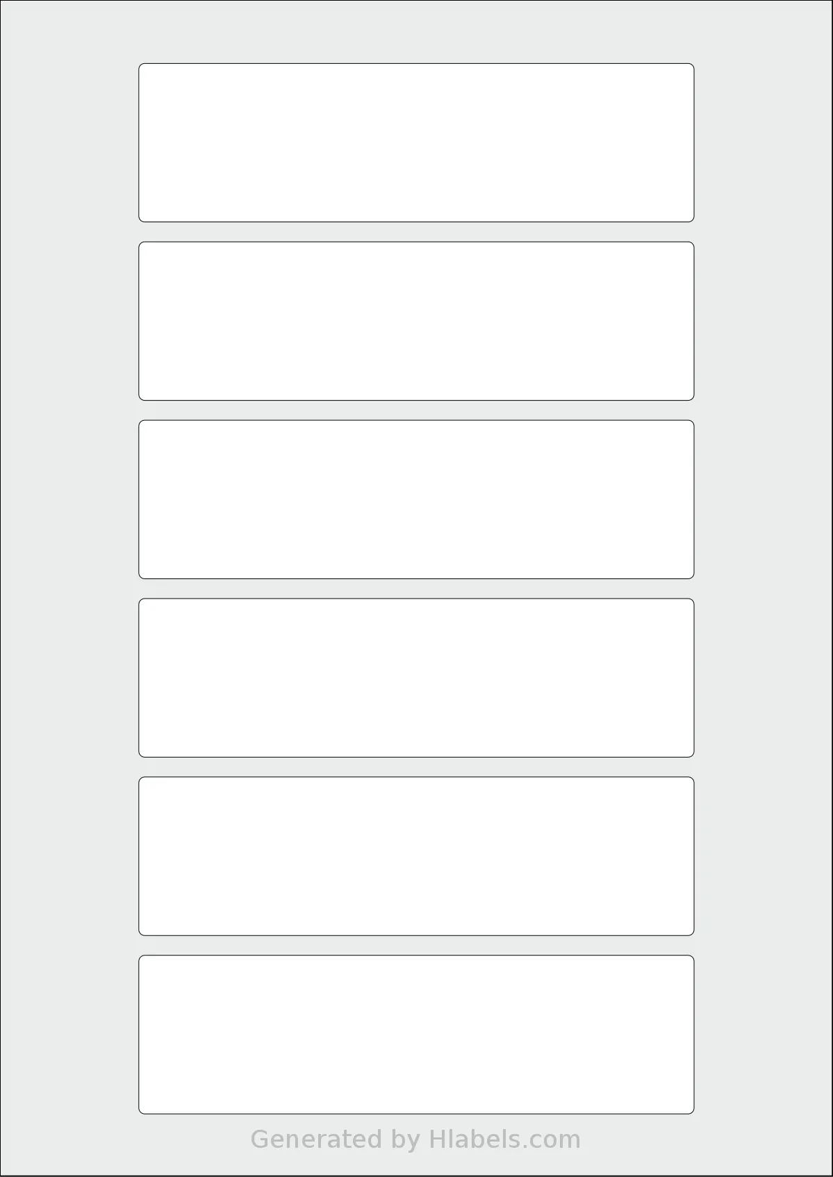 AALabels® AAK006 template with 6 rectangular 140 x 40 millimeter labels per sheet, on A4-size adhesive blank label sheets.