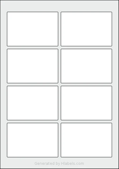 AALabels® AAK008 template with 8 rectangular 90 x 60 millimeter labels per sheet, on A4-size adhesive blank label sheets.