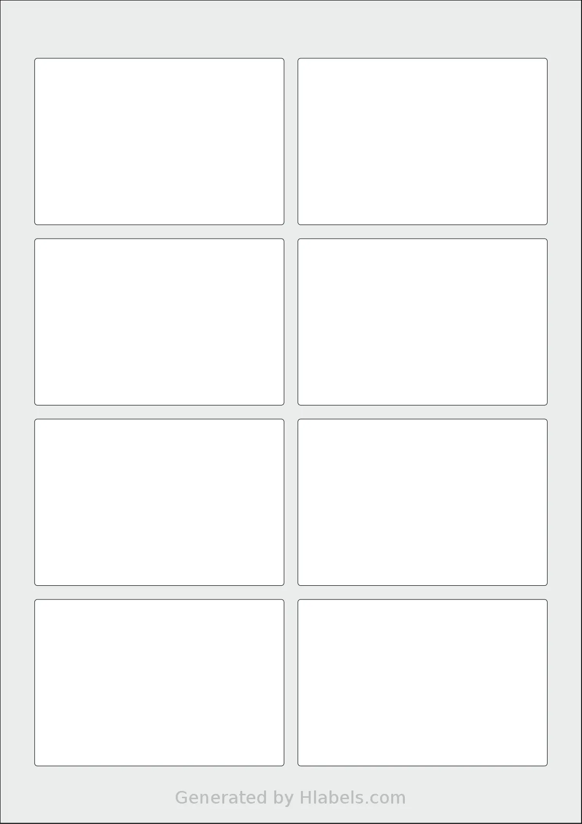 AALabels® AAK008 template with 8 rectangular 90 x 60 millimeter labels per sheet, on A4-size adhesive blank label sheets.