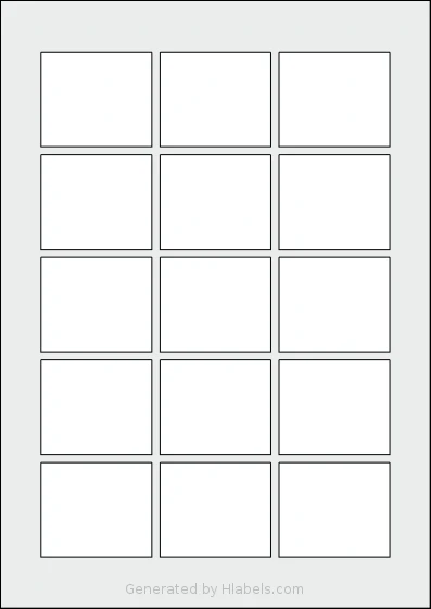 AALabels® AAK015 template with 15 rectangular 54 x 46 millimeter labels per sheet, on A4-size adhesive blank label sheets.