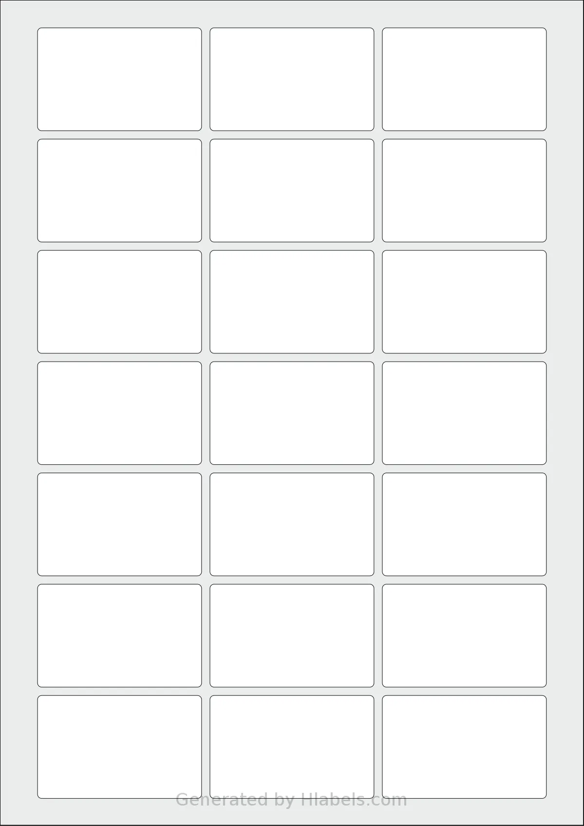AALabels® AAK021 template with 21 rectangular 59 x 37 millimeter labels per sheet, on A4-size adhesive blank label sheets.