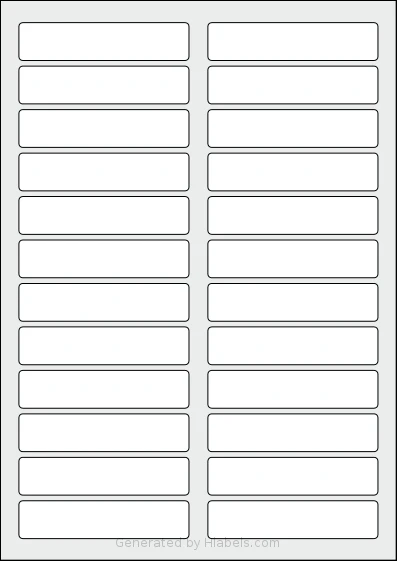 AALabels® AAK024 template with 24 rectangular 90 x 20 millimeter labels per sheet, on A4-size adhesive blank label sheets.