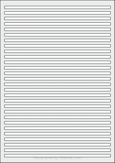 AALabels® AAK028 template with 28 rectangular 193.801 x 5 millimeter labels per sheet, on A4-size adhesive blank label sheets.