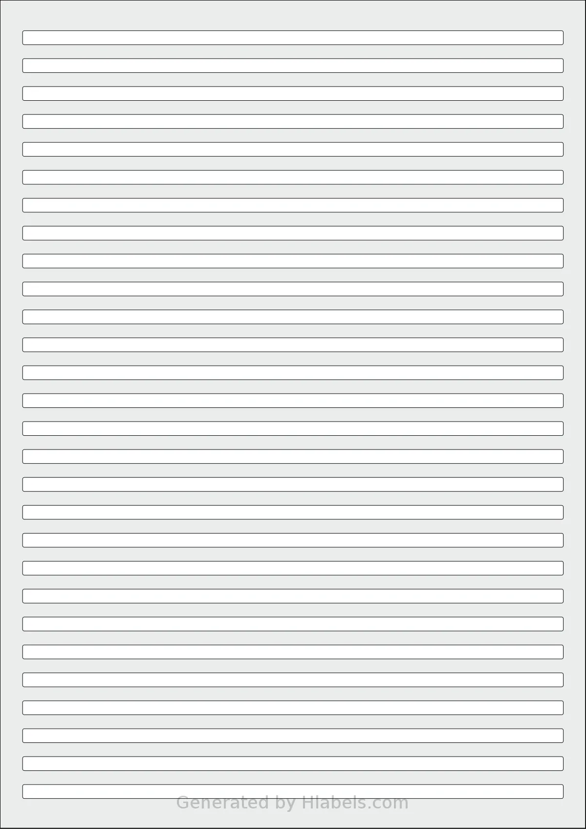 AALabels® AAK028 template with 28 rectangular 193.801 x 5 millimeter labels per sheet, on A4-size adhesive blank label sheets.