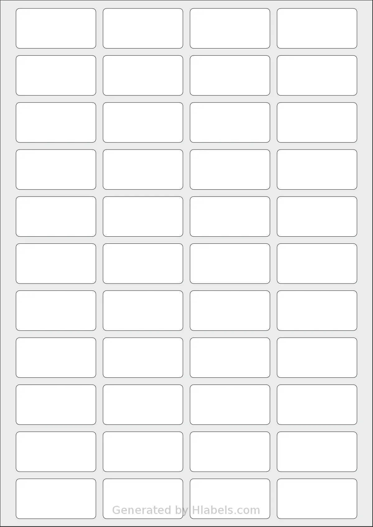 AALabels® AAK044 template with 44 rectangular 45 x 22.5 millimeter labels per sheet, on A4-size adhesive blank label sheets.