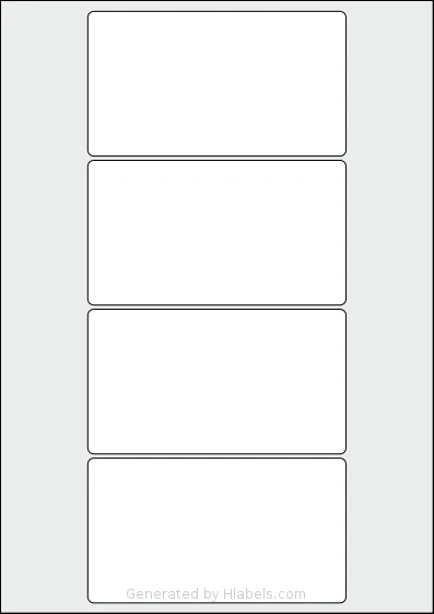 AALabels® AAL004 template with 4 rectangular 125 x 70 millimeter labels per sheet, on A4-size adhesive blank label sheets.