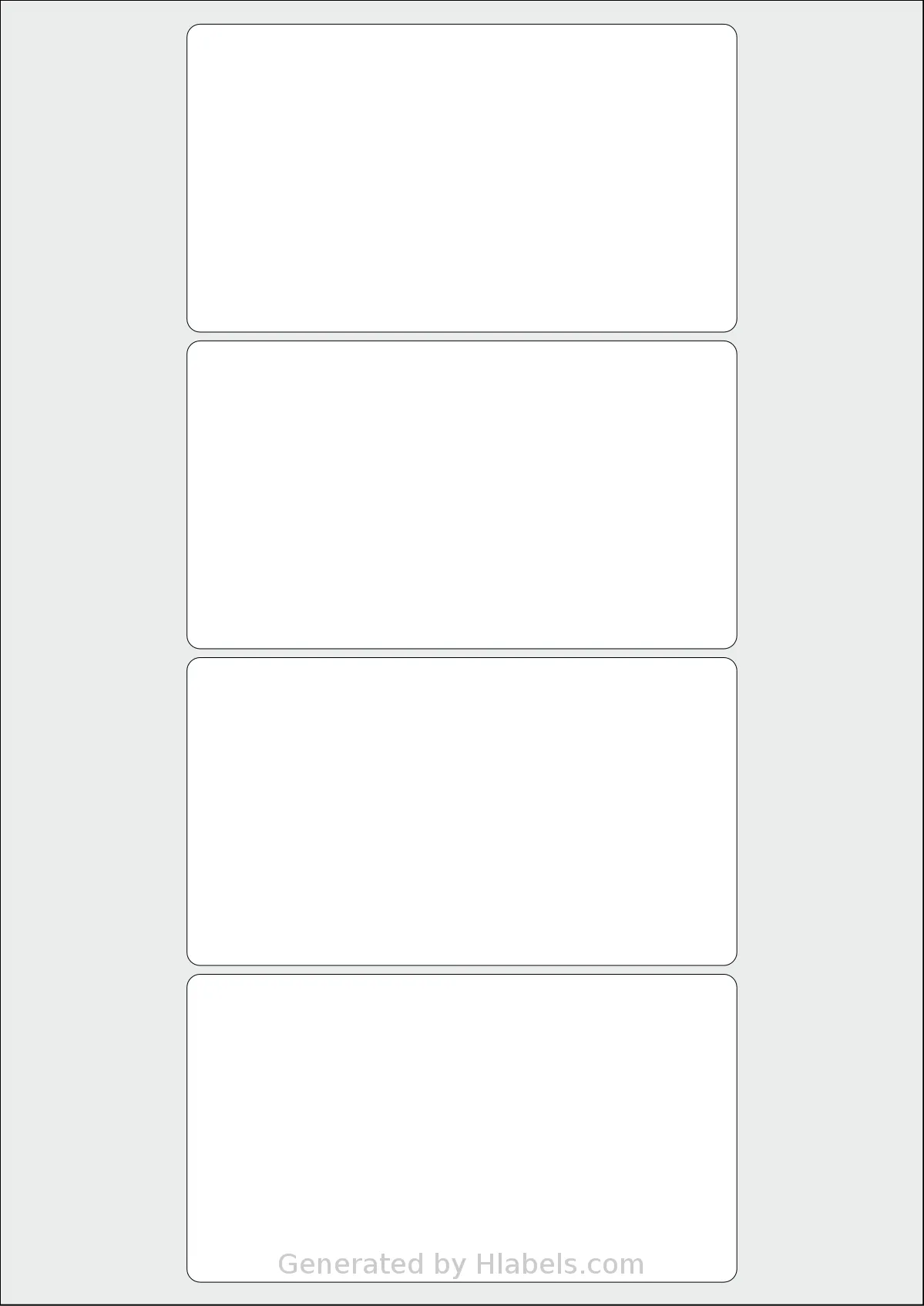 AALabels® AAL004 template with 4 rectangular 125 x 70 millimeter labels per sheet, on A4-size adhesive blank label sheets.