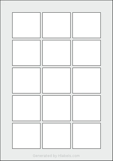 AALabels® AAL015 template with 15 rectangular 52 x 47 millimeter labels per sheet, on A4-size adhesive blank label sheets.
