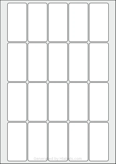 AALabels® AAL020 template with 20 rectangular 35 x 70 millimeter labels per sheet, on A4-size adhesive blank label sheets.