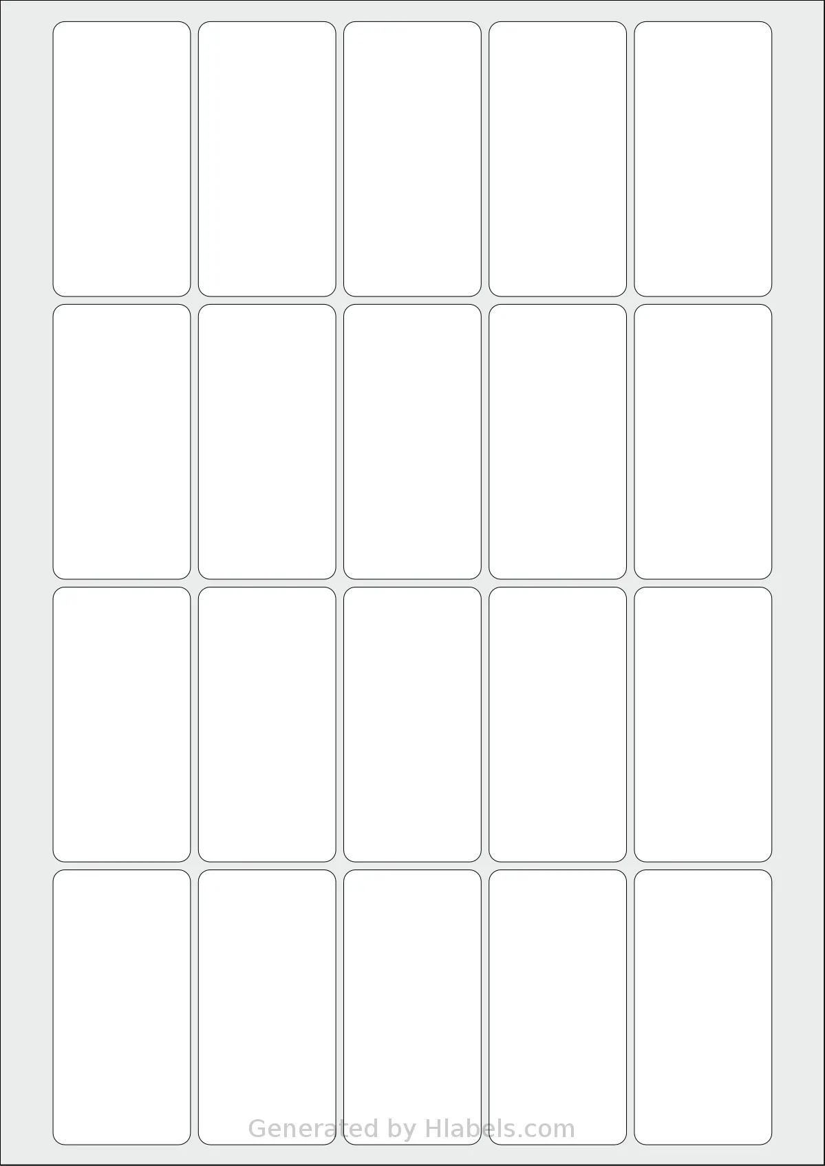 AALabels® AAL020 template with 20 rectangular 35 x 70 millimeter labels per sheet, on A4-size adhesive blank label sheets.
