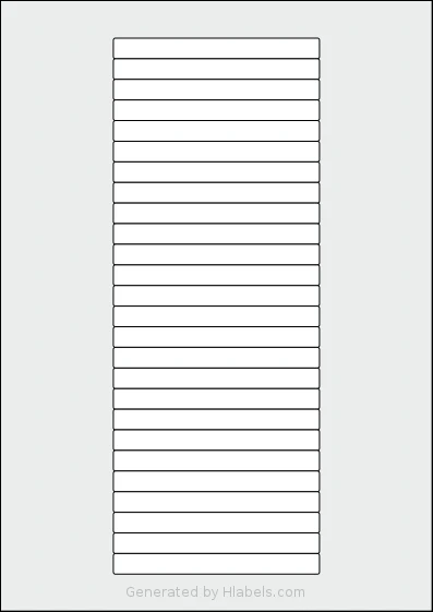 AALabels® AAL026 template with 26 rectangular 100 x 10 millimeter labels per sheet, on A4-size adhesive blank label sheets.