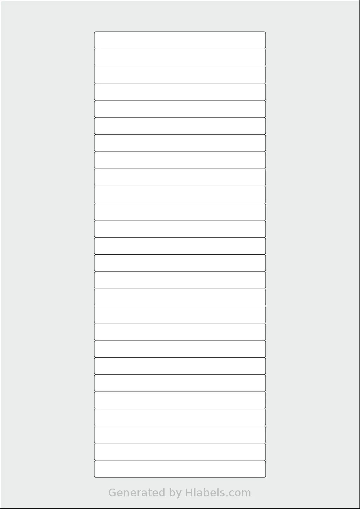 AALabels® AAL026 template with 26 rectangular 100 x 10 millimeter labels per sheet, on A4-size adhesive blank label sheets.