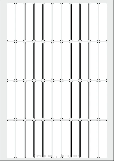 AALabels® AAL044 template with 44 rectangular 15 x 70 millimeter labels per sheet, on A4-size adhesive blank label sheets.