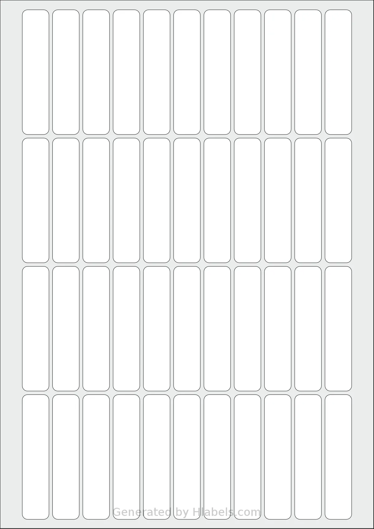 AALabels® AAL044 template with 44 rectangular 15 x 70 millimeter labels per sheet, on A4-size adhesive blank label sheets.