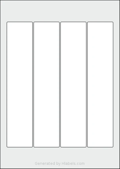 AALabels® AAM004 template with 4 rectangular 45 x 220 millimeter labels per sheet, on A4-size adhesive blank label sheets.