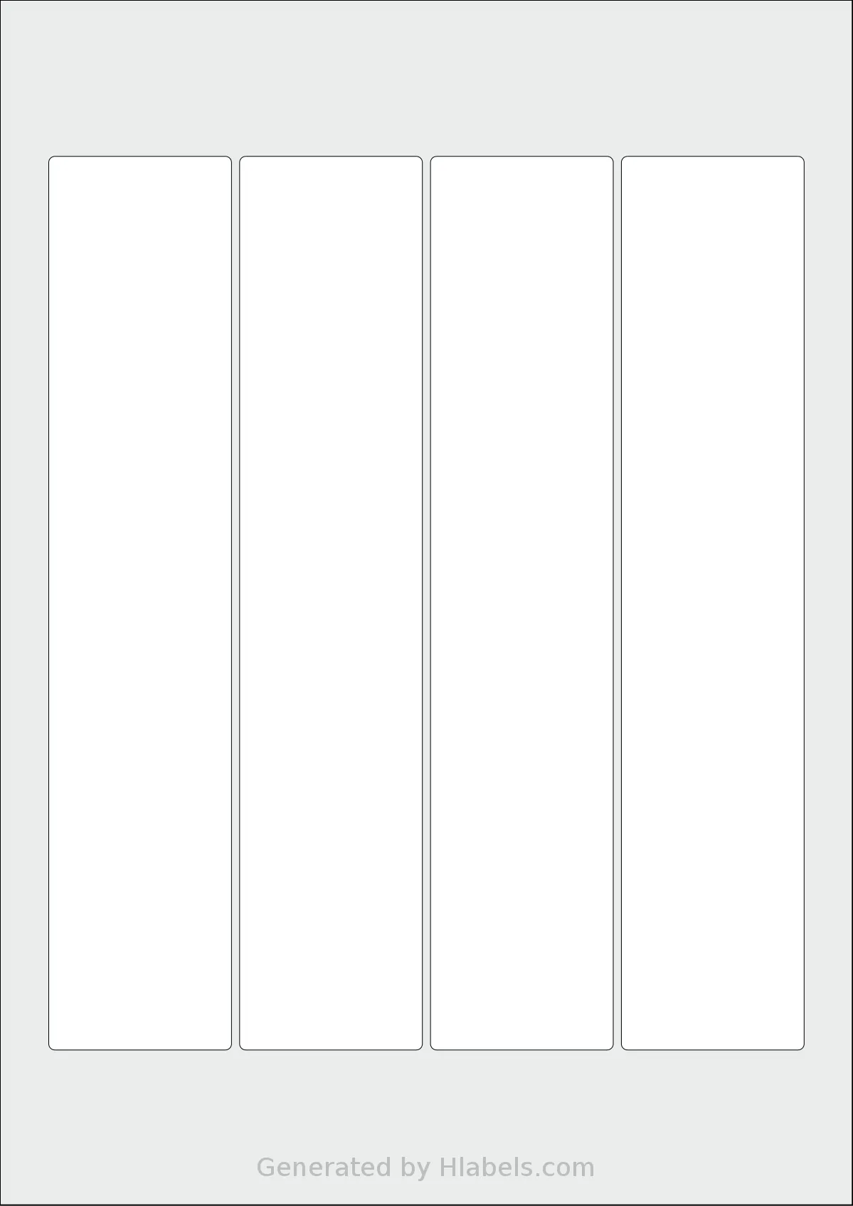 AALabels® AAM004 template with 4 rectangular 45 x 220 millimeter labels per sheet, on A4-size adhesive blank label sheets.