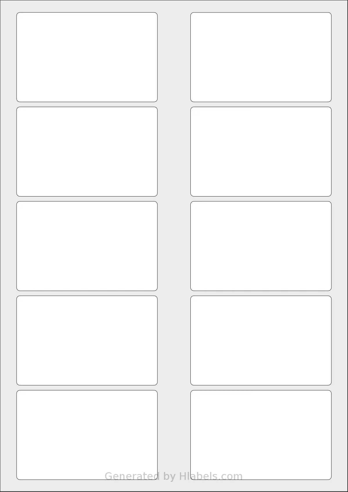 AALabels® AAM010 template with 10 rectangular 85 x 54 millimeter labels per sheet, on A4-size adhesive blank label sheets.