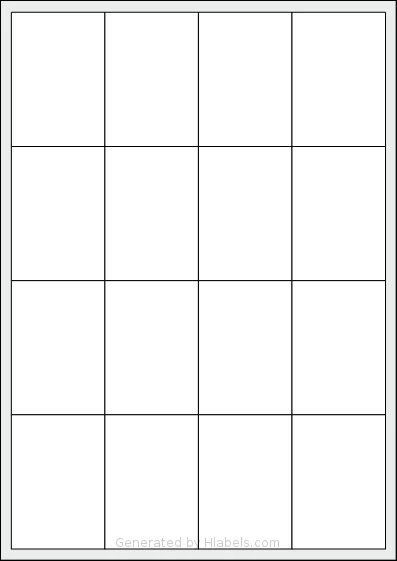 AALabels® AAM016 template with 16 rectangular 49.5 x 71 millimeter labels per sheet, on A4-size adhesive blank label sheets.