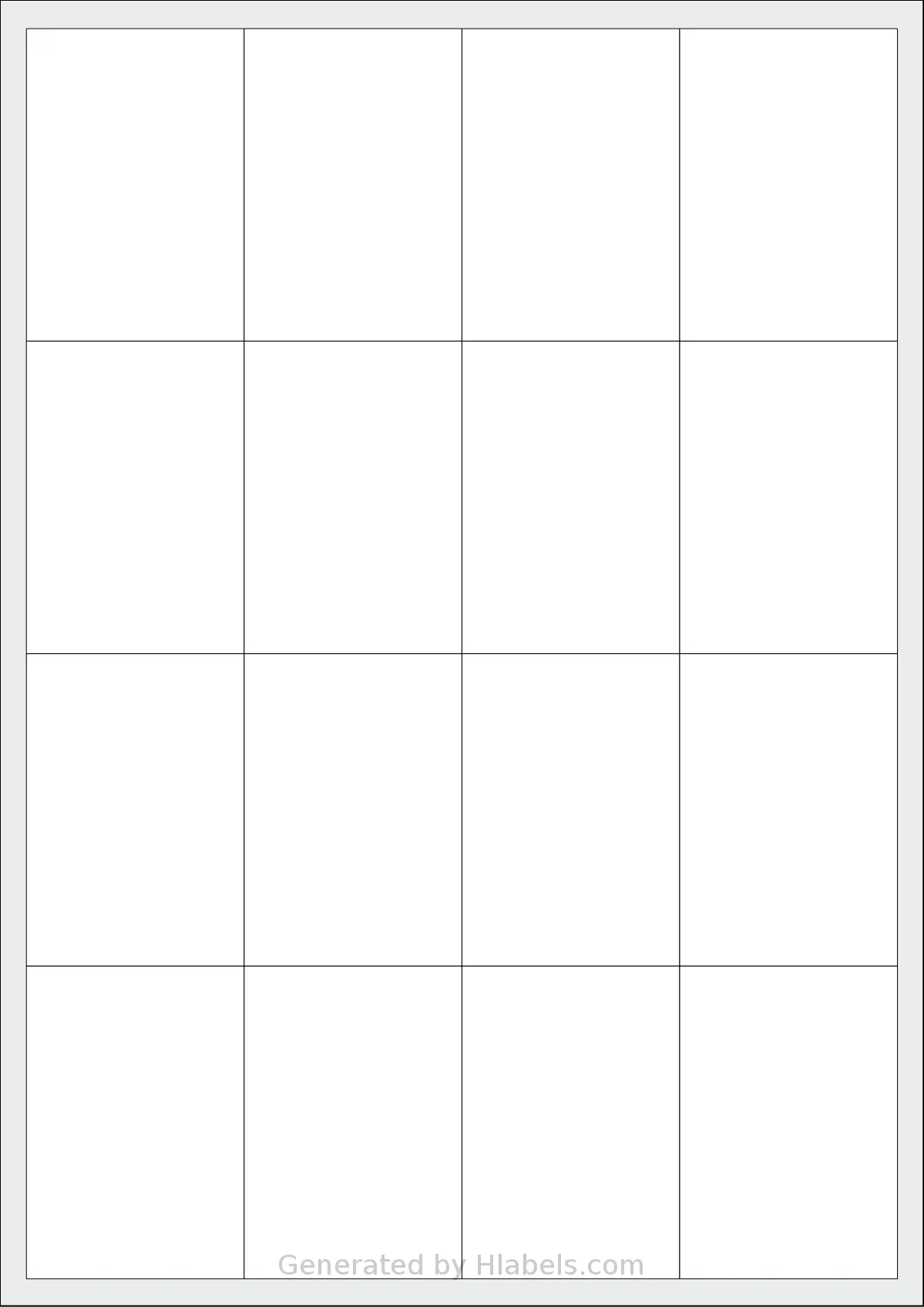 AALabels® AAM016 template with 16 rectangular 49.5 x 71 millimeter labels per sheet, on A4-size adhesive blank label sheets.