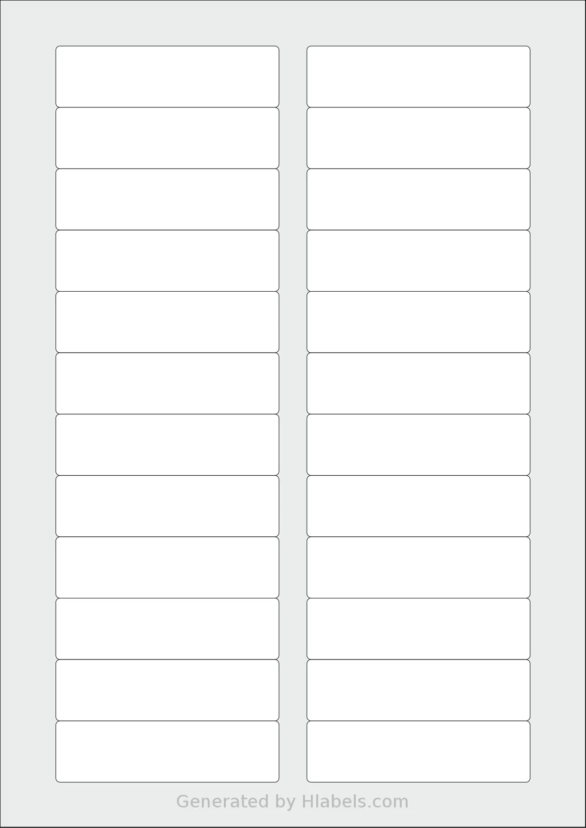 AALabels® AAM024 template with 24 rectangular 80 x 22 millimeter labels per sheet, on A4-size adhesive blank label sheets.