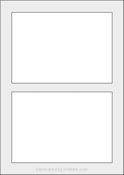 AALabels® AAN002 template with 2 rectangular 170 x 120 millimeter labels per sheet, on A4-size adhesive blank label sheets.